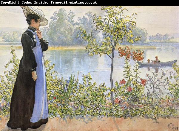 Carl Larsson Late Summer Karin by the Shore